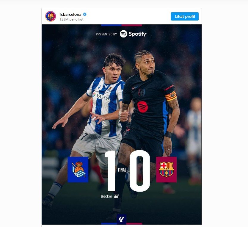 Barcelona Menderita Kekalahan 1-0 dari Real Sociedad