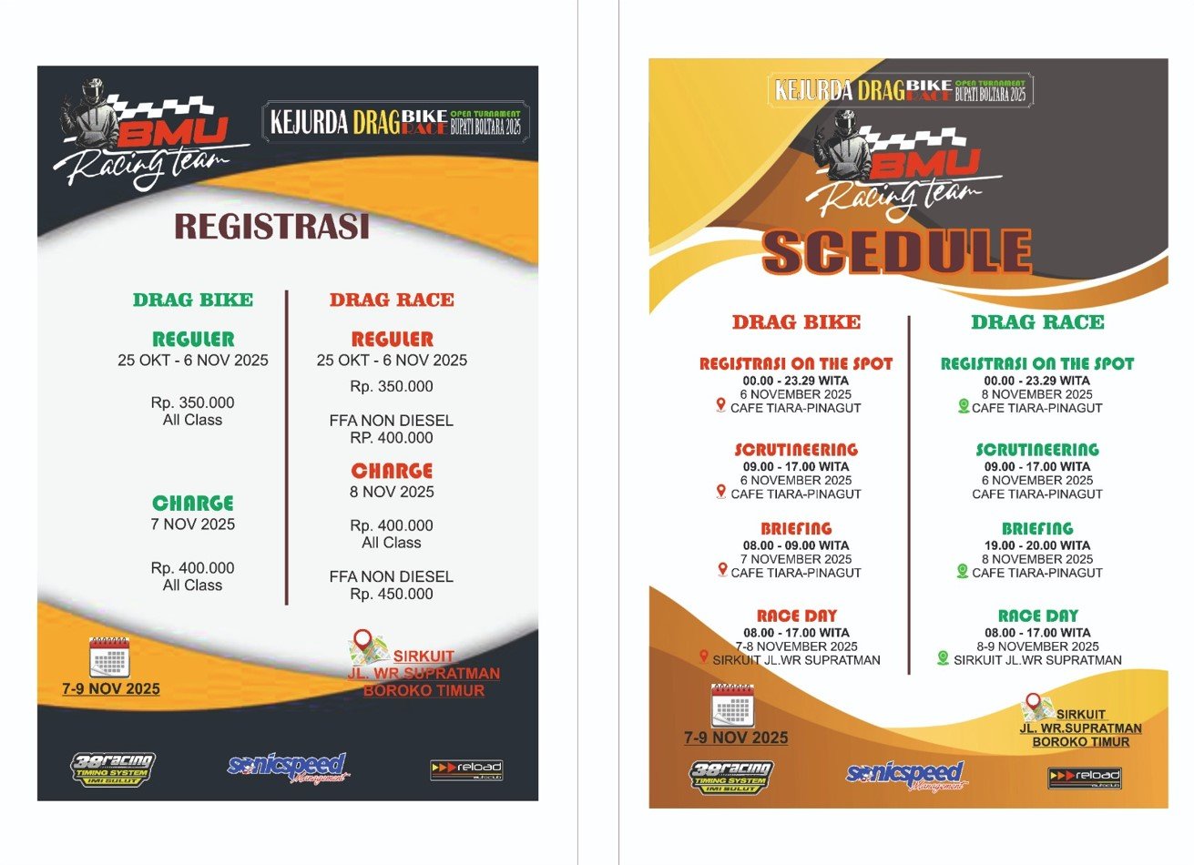 Registrasi dan jadwal kejurda drag race bolmut 2025