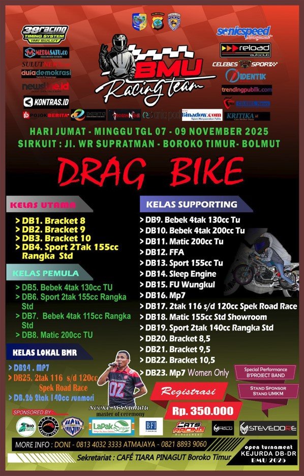 Lintasan resmi Kejurda Drag Race Bolmut 2025