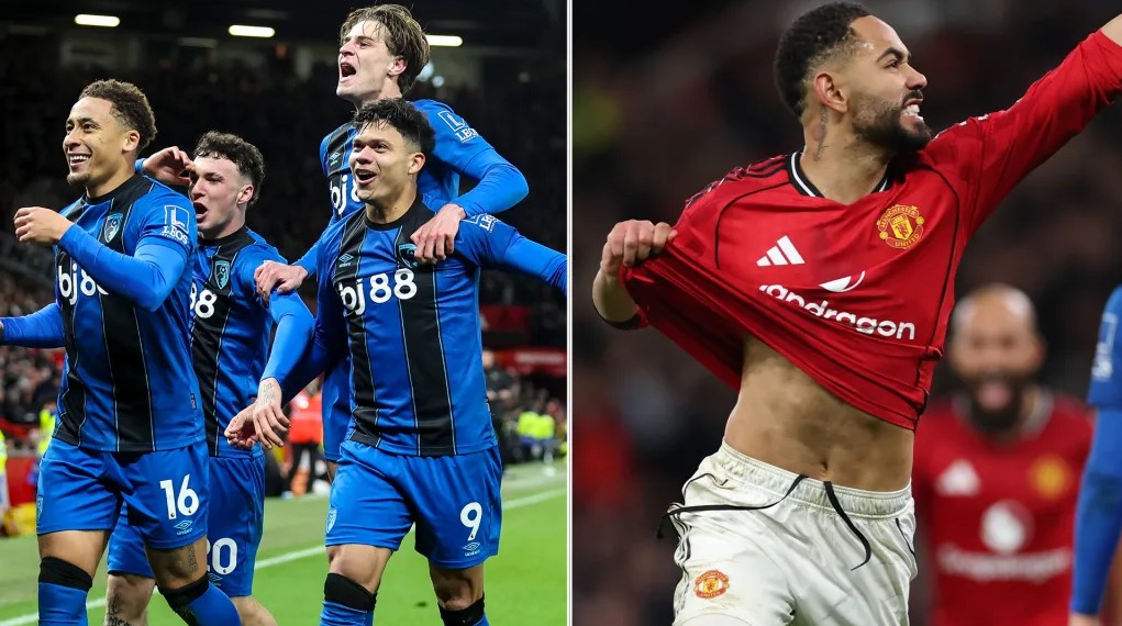 Manchester United bermain imbang 4-4 melawan Bournemouth dalam laga dramatis Liga Inggris di Old Trafford